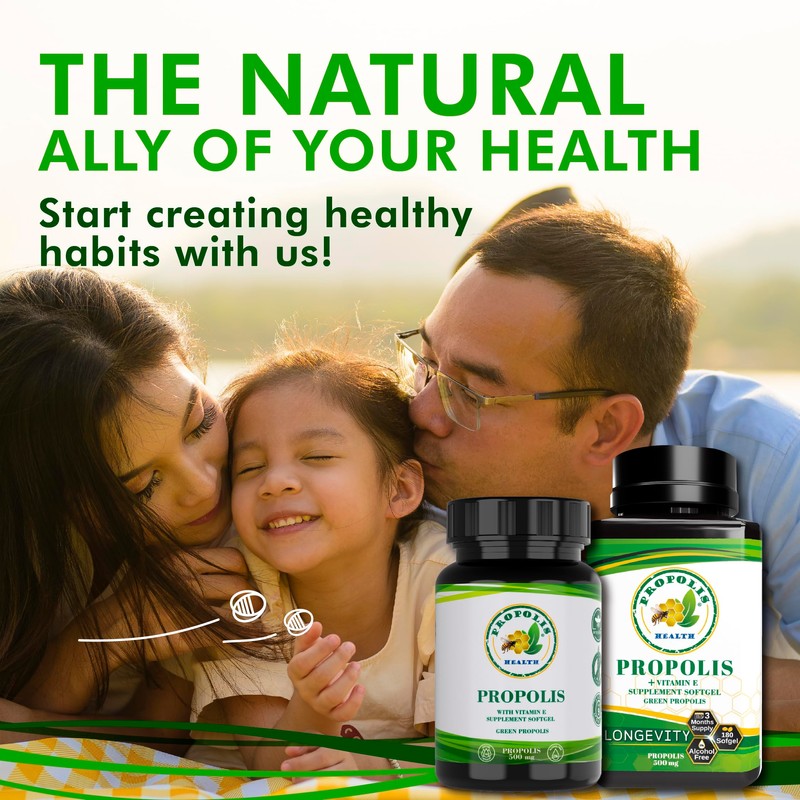 Propolis Health Propolis Capsules 1000mg-Daily with Vitamin E Per dose