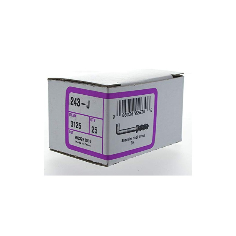 Hillman 3125 Shoulder Hooks Brass, 3/4-Inch, 25-Pack