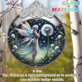 Stained Glass Dandelion Fairy Christmas Ornament - Holiday Home Decor - Tree Decoration - Gift Exchange Present Ideas