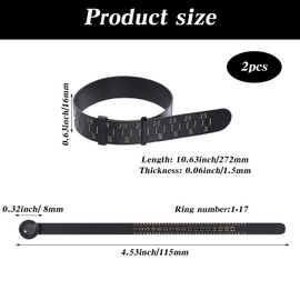 2PCS Ring and Bracelet Sizer Measuring Tool Black Reusable Universal Finger Sizing Measure Tool Ring Size Guage Jewelry Measurer for Women Men