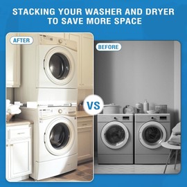 Generic Universal Washer and Dryer Stacking Kit with Pull-Out Drying Rack, Adjustable, 1 Shelf, Space Saving