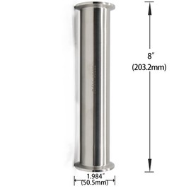 QMINOX 1.5 Inch SS304 Sanitary Spool Tube with Clamp Ends,Seamless Round Tube with 1.5" Tri Clamp 50.5mm Ferrule Flange(Tube Length:8 Inch/204mm)