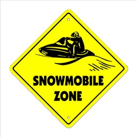 Snowmobile Crossing Sign Zone Xing | Indoor/Outdoor | 17" Tall Plastic Sign new snow mobile arctic snowmobiling snowmobiler cold