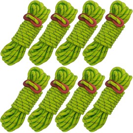anddat Tent Rope, Guide Rope, Tarp, Shelter, Outdoor, Reflective Material, 1.6 ft (4 m), 1.2 inches (4 m), Universal Metal Fittings, Set of 8, Paracord (Light Green), Tent, One Touch, For 5-6 People, Time Sale, Tarp, 3-4 People, Park, Front Room, Pop-up,