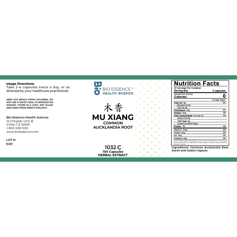 Bio Essence Health Science 1032C Mu Xiang, Costus Root (Raw),