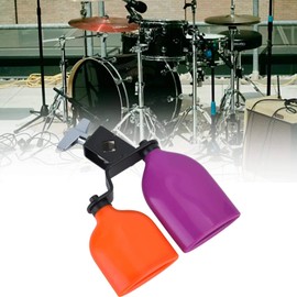 Bicolor Cowbell for Drum Set, Drum Percussion Cowbell, High and Low Tones Double Mounted Bell Kit for Cheers Sport Games Wedding, Percussion Instruments Medium Size,other