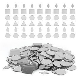 PP OPOUNT 300 PCS Mosaic Tiles, Triangles/Squares/Rounds/Rhombus/Sexangle Drop-Shaped Mini Mirror Pieces for Crafts, Disco Balls, Outdoor Decor, Interior Decoration - 1 Inch