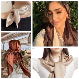 Van Der Rich ® Elegant Silk Satin Effect Square Scarf Women (Black)