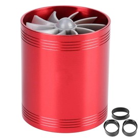KIMISS Car Air Intake Turbonator Dual Fan Turbines Supercharger Gas Fuel Saver Turbo Super Charger Fuel Saver (Red)