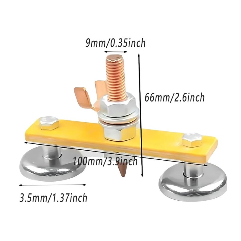 2PCS Magnetic Welding Ground Clamps - Strong Magnet Head Support