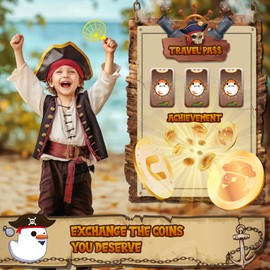 UNEEDE 2025 Pirate Bounce and Catch Game, Pop Up Pirate Toy with Shark, Bomb, and Poop Launchers, Interactive Board Game for Kids with Reward System, Perfect for Boys & Girls