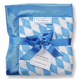 SwaddleDesigns Stroller Blanket, Cozy Plush Baby/Toddler Blanket, 30x40 inches, Forever Diamonds with Blue Satin Trim, Royal Blue
