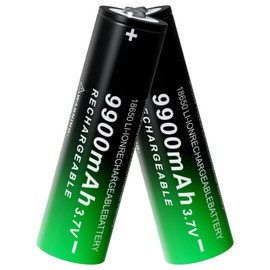 BENKIA 18650 Rechargeable Battery 9900mAh High Capacity 3.7Volt Li-ion Batteries for Led Flashlight Headlamp (Button Top, 2 Pack)