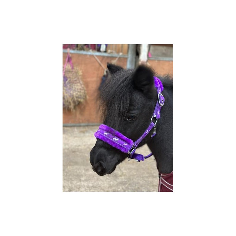 Equipride Horse Print Faux Lined Nylon Headcollars With Matching Lead