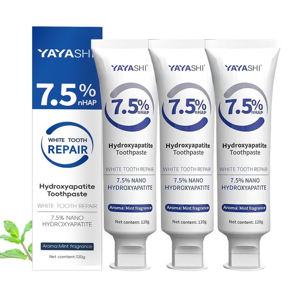 Set 3-Pack Hydroxyapatite Toothpastes for Enamel Protection and Tooth Strengthening,