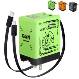 W&O Smart Charger, 2 in 1 W&O 120w Fast Charger, Retractable Wall Fast Charger, Portable Charger with All in 1 Foldable Plug, Fast Charging Power Adapter for Smartphones (Green)