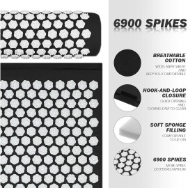 Shoptrendys Acupressure Mat & Pillow Massage Set For Neck Back Acupuncture Point Nerve Pain