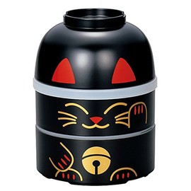 HAKOYA large Kokeshi bunk lunch beckoning cat black 52680