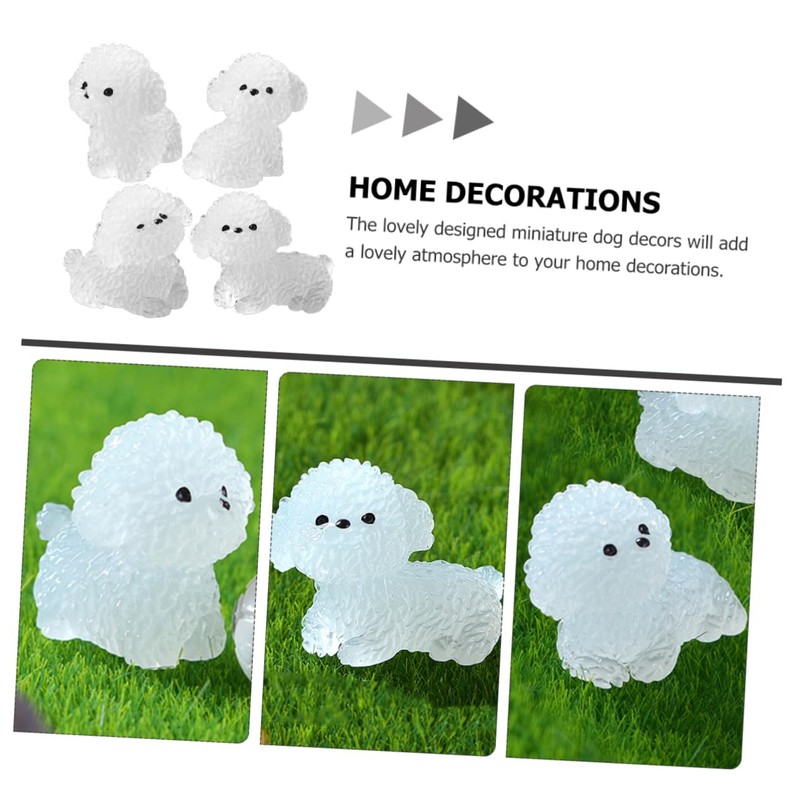 KOMBIUDA 12pcs Tiny Luminous Dogs White Dog Figures Dog Resin