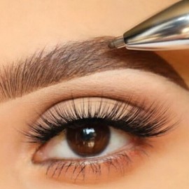 Pen de contorno de cejas 4 en 1 giro duradero de larga duración que resalta el lápiz de cejas marrón negro.