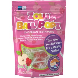 Zolli Ball Popz Green Apple & Strawberry - Sugar-Free, Allergy-Free, Vegan, KETO Lollipops for a Flavorful and Guilt-Free Treat
