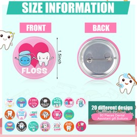 Huquary 80 Pcs Dentist Dental Assistant Pins Gifts Bulk Dentist Tooth Health Awareness Lapel Brooches Decor Dental Hygiene Office Gifts for World Oral Health Day Nurse Medical Assistant Employee