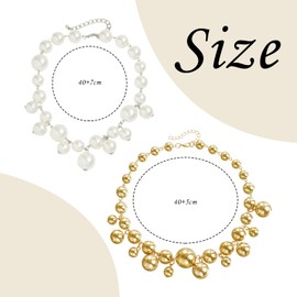 CQQNIU 2 Large Bead Necklaces, Fashionable Beaded Necklaces, Imitation Pearl Jewelry, Clothing Accessories, Punk Style Necklaces