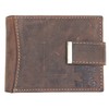 Men's Brown Natural Leather Wallet with a Shark, brown, Minimalist