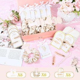 18 Pcs Bridesmaid Proposal Gifts Bridesmaid Hair Clips Hair Scrunchies Proposal Card Bridal Shower Gifts Bachelorette Party Wedding Favors Bridal Party Present (Golden Series)