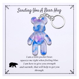 Little Pocket Bear Hug, Anxiety Relief Gifts for Women Men, Supports Positive Mental Health Gifts, Thinking of You Gift, Comforting Gift for Son Daughter Back to School, Light Blue