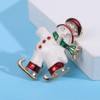 Skiing Snowman Rhinestones Christmas Brooch Pins for Women Girls Green