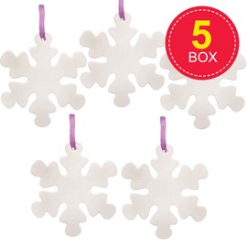 Baker Ross FE866 Snowflake Ceramic Decorations - Pack of 5, Make Your Own Decorations, Christmas Ornament, Ideal Arts and Crafts Project for Kids to Decorate and Hang
