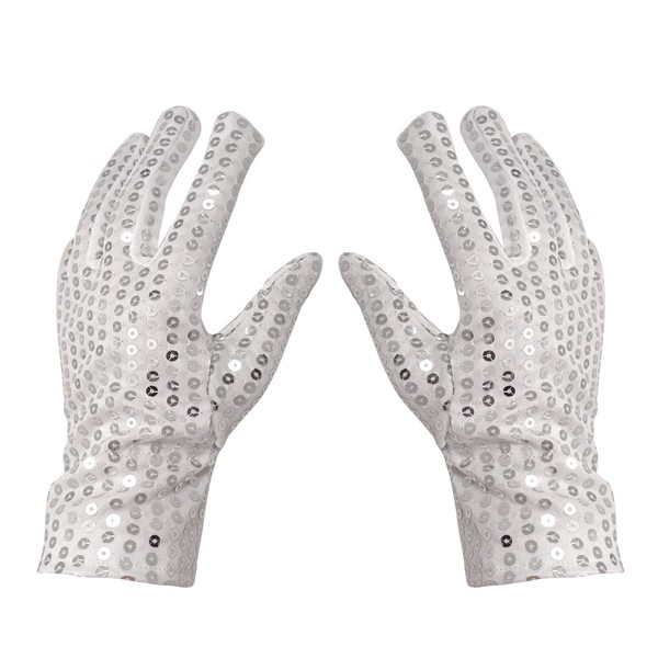Honbay Silver Sparkling Sequin Gloves Costume Gloves Dance Performance Gloves - for Kids Under 8 Years Old