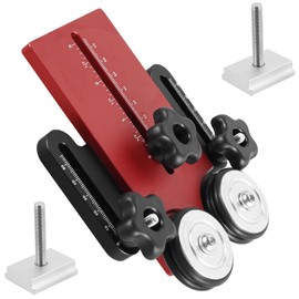 Double Wheel Bearing Stock Roller Aluminum Alloy Woodworking Stock Roller Guide with 2 Sliding Block Adjustable Featherboard Table Saw Jig Feeding Guide Roller for Table Saw//(gules)