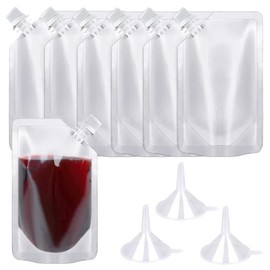 24 Pcs Plastic Flasks, 8 Oz Concealable and Reusable Drink Pouches, Leak-Proof Food Grade Plastic for Travel Containers Kitchen