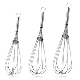 Royomal Set of 3 Whisks Stainless Steel Stainless Steel Whisks, Whisks 3 Pieces Contains 25 cm, 22 cm, 17 cm, Hand Whisk, for Mixing, Beating, Foaming, Stirring