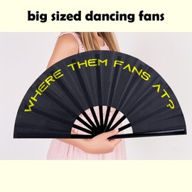 AYTHSRIC 2Pcs Popping Clacking Fan for Line Dancing & Where Them Fans at, Boots on Ground - Big 26" Folding Hand Fan with Loud Snap Sound, Satin Fabric (Blue)