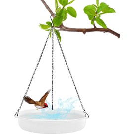 Slzhds Baño para Aves Colgante, Baño Colgante para Pájaros, 8.86 Pulgadas Bebedero para Aves Colgante, Baño de Pájaros Alimentador de Pájaros Colgantes, para Jardín o Patio o Exterior (Blanco)