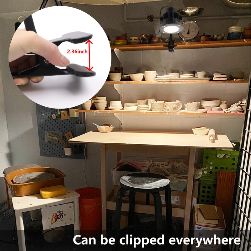 Etazakka Portable LED Clamp Work Light，Clip on floodlight with 11.5FT