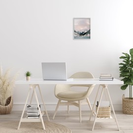 Stupell Industries Snowy Peaks Seascape Framed Giclee Art Design by Justine Milton