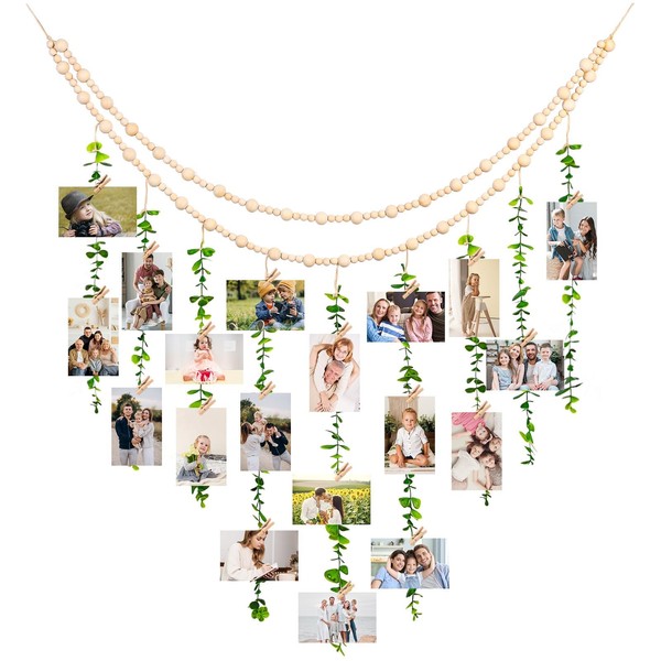 Les-Theresa Macrame Photo Display, Hanging Photo Frame Boho Macrame Wall