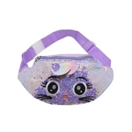 Cute Cat Glitter Kids Fanny Pack Belt Bag Crossbody Waist Bag with Adjustable Strap for Toddler Girls Boys