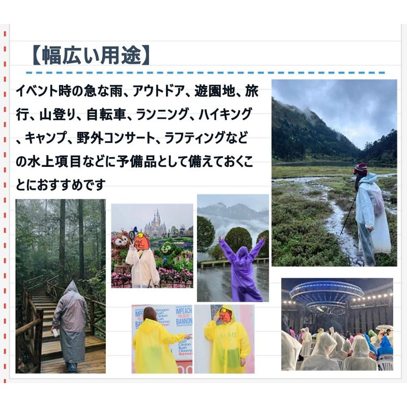 Bombinate Raincoat, Storage Bag Included, Hat, Rain Poncho, Unisex, Translucent,