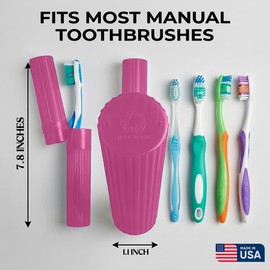 American Comb Toothbrush Holder - Pink, Made in USA, with Ventilation Holes, for Toothbrush Covers, Toothbrush Holder, Toothbrush Soft, Durable Design, Hygienic Bathroom Accessory
