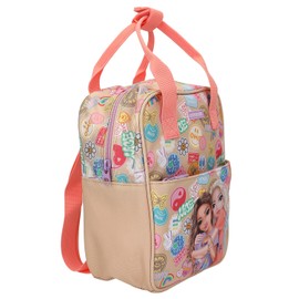 Depesche 13291 TOPModel Girl Power Backpack in Beige with Model Motif and Colourful Batches, Bag with Adjustable Straps