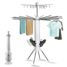 MEILANHUI 4-Legged Foldable Clothes Drying Rack with Wheels, Portable Large Capacity Space Saving Foldable Drying Rack for Indoor Outdoor Home Use, Ideal for Laundry Room Balcony Apartment