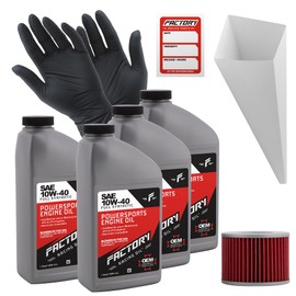 Factory Racing Parts Full Synthetic Oil Change Kit compatible with Kawasaki ZG1000 – Includes 4 Quarts of SAE 10W-40 Oil, 1 Filter, 1 Funnel, 1 Oil Change Reminder Sticker