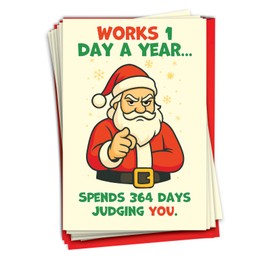 NobleWorks 12 Funny Christmas Cards w/5 x 7 Inch Envelopes (1 Design, 12 Each) - Works One Day C8728XSG-B12x1