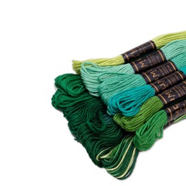UMC STAG 12 Pieces | Premium Embroidery Thread | 100% Egyptian Cotton Premium Skeins | Cross Stitch Embroidery Floss | Oeko TEX Certified Stranded Cotton (Green Tones)