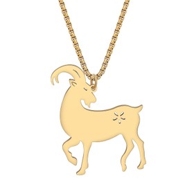 DALANE Stainless Steel Cute Goat Necklace 18K Gold Plated Pendant Farm Animals Jewelry for Women Charms Gifts (Gold Plated)